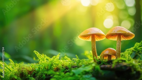 Mushrooms in a Forest Clearing