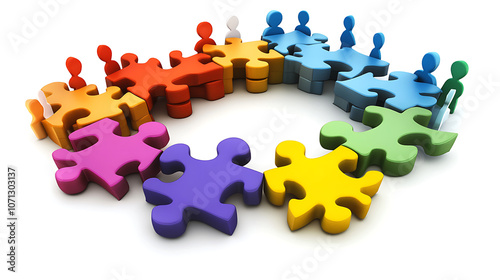  Concept of LLC partnership with people holding puzzle pieces and forming a structure1 photo