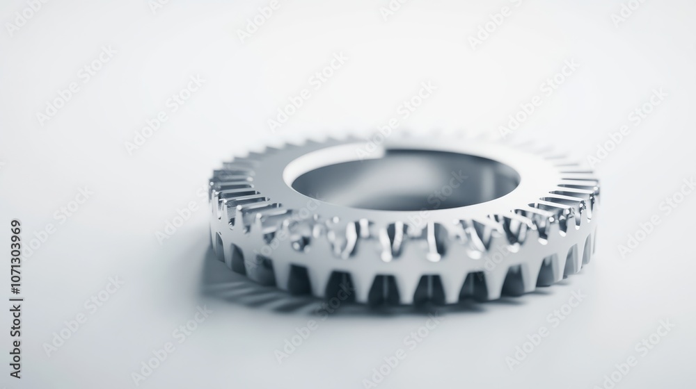 Precision Gear: Close-up of a single, metallic gear, showcasing intricate details and a subtle interplay of light and shadow. A minimalist study in industrial design. Precision Gear: Close-up of a single, metallic gear, showcasing intricate details and a subtle interplay of light and shadow. A minimalist study in industrial design.