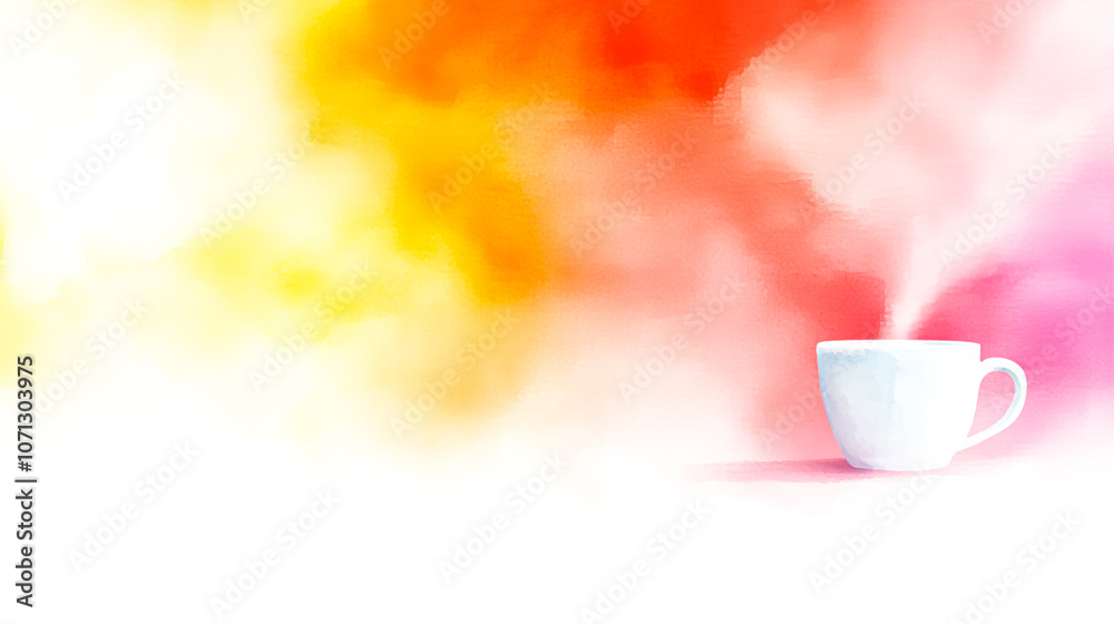 Cozy Cup with Colorful Background and Steam Cozy Cup with Colorful Background and Steam