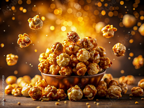 Wallpaper Mural A bowl of salted caramel popcorn at the table, selective focus Torontodigital.ca