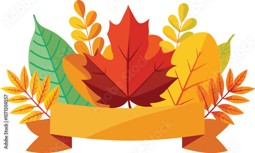 autumn foliage on white background. Banner with fall leaves . Vector illustration 