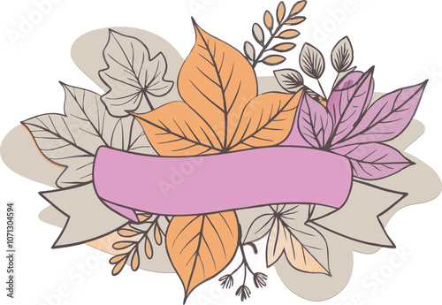 autumn foliage on white background. Banner with fall leaves . Vector illustration 