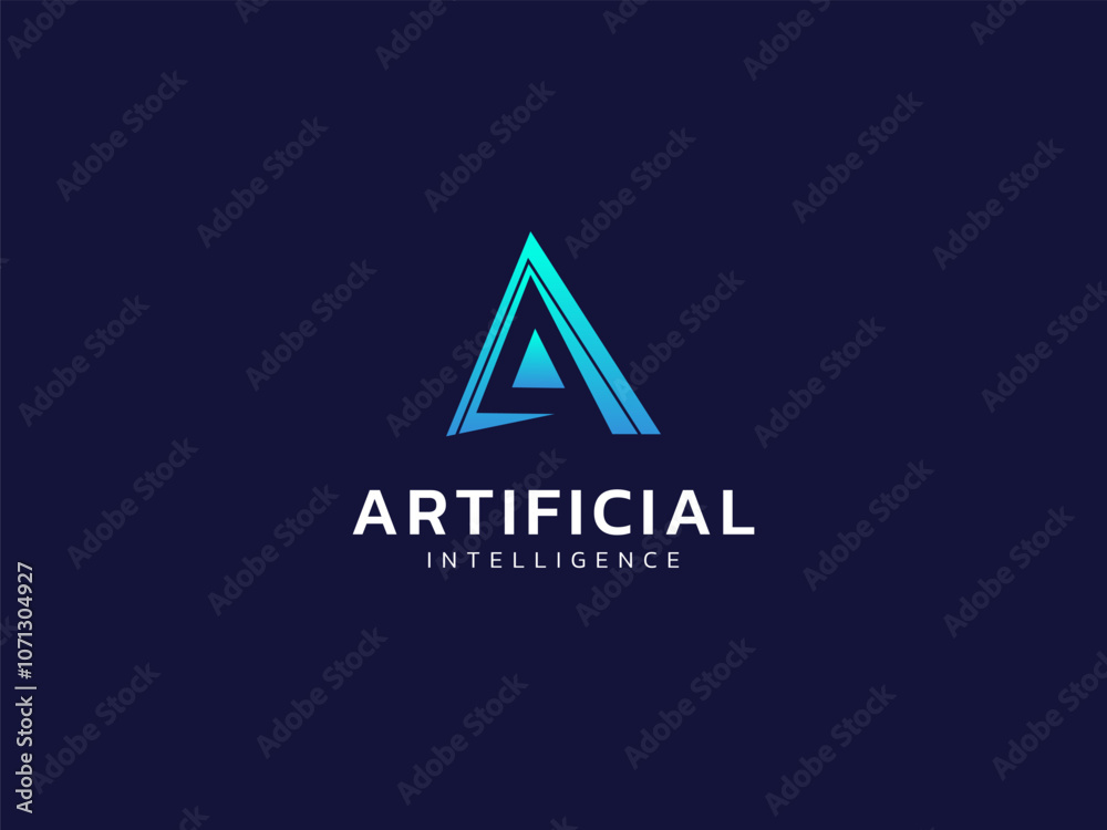 Artificial intelligence with letter A triangle geometric technology Analysis logo vector design concept. AI technology logotype symbol for advance technology, tech company, identity, robot, ui, web. Artificial intelligence with letter A triangle geometric technology Analysis logo vector design concept. AI technology logotype symbol for advance technology, tech company, identity, robot, ui, web.