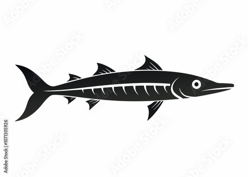 Barracuda silhouette vector sea fish on white background