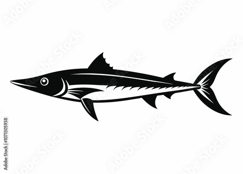 Barracuda silhouette vector sea fish on white background