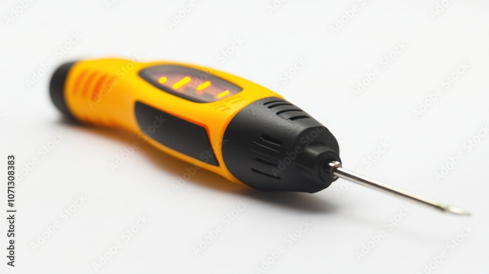 Handheld circuit tester with LED indicators, isolated on a white background, perfect for diagnostics Handheld circuit tester with LED indicators, isolated on a white background, perfect for diagnostics