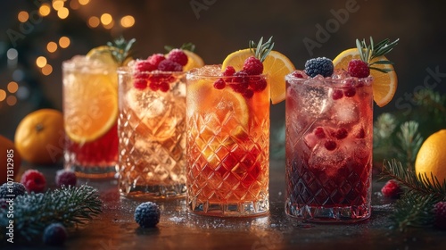 Colorful Holiday Cocktails with Berries and Citrus
