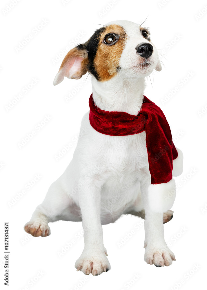 Png Christmas puppy sticker, Jack Russell Terrier collage element on transparent background Png Christmas puppy sticker, Jack Russell Terrier collage element on transparent background