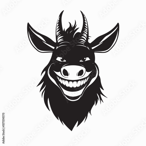 Cheerful Donkey Smiling image vector. Illustration of donkey smiling and happy Isolated on white
