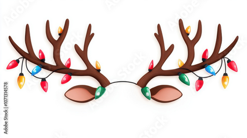Christmas Elements, Festive headband featuring reindeer antlers adorned with colorful lights, perfect for holiday celebrations and cheerful gatherings