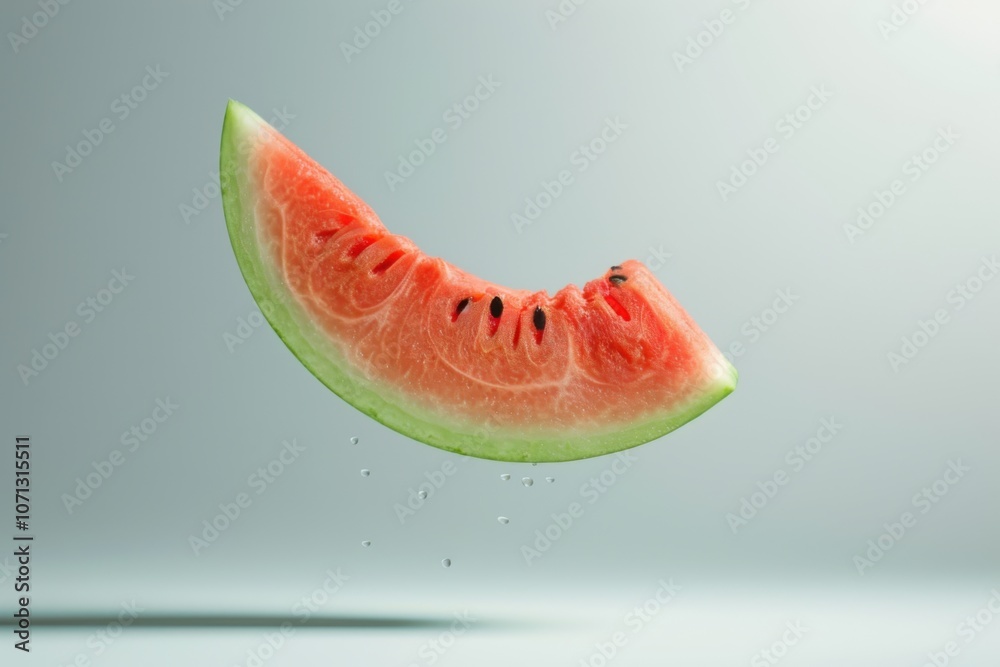 Fresh Watermelon Slice Floating Against a Minimal Blue Background – A Vibrant and Refreshing Summer Snack Fresh Watermelon Slice Floating Against a Minimal Blue Background – A Vibrant and Refreshing Summer Snack