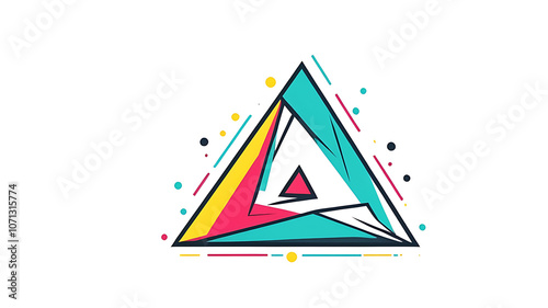 Minimalistic icon of a triangle symbol representing direction and movement on white background.