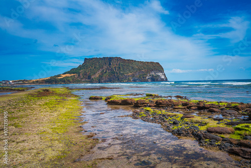 Seongsan Ilchulbong from the seacoast, Jeju, South Korea photo