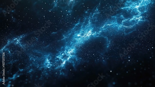 Abstract blue nebula with stars.