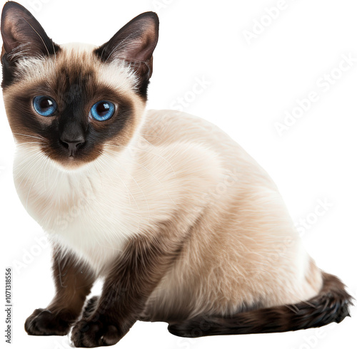 A Siamese cat with blue eyes