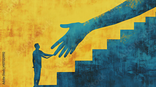  Concept of mentorship with guiding hands and a staircase toward growth1