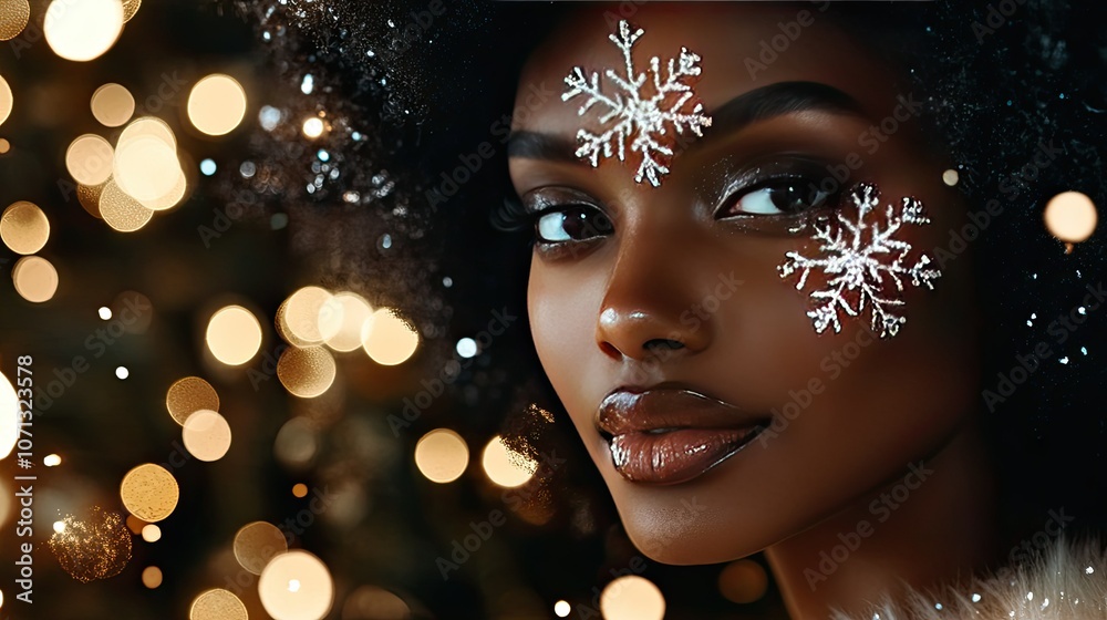 Winter Beauty with Snowflake Face Art Winter Beauty with Snowflake Face Art