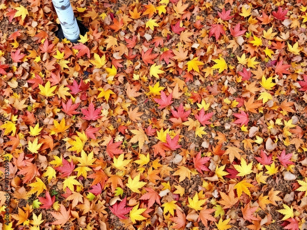 Autumn leaves of various colors scattered on the ground in a forest setting, outdoors, seasonal, maple Autumn leaves of various colors scattered on the ground in a forest setting, outdoors, seasonal, maple