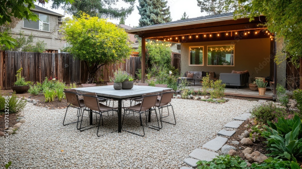 Cozy Backyard Dining Area with Garden Ambiance