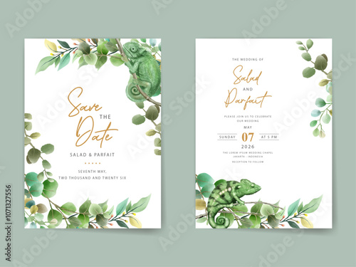 Greenery eucalyptus watercolor wedding invitation card