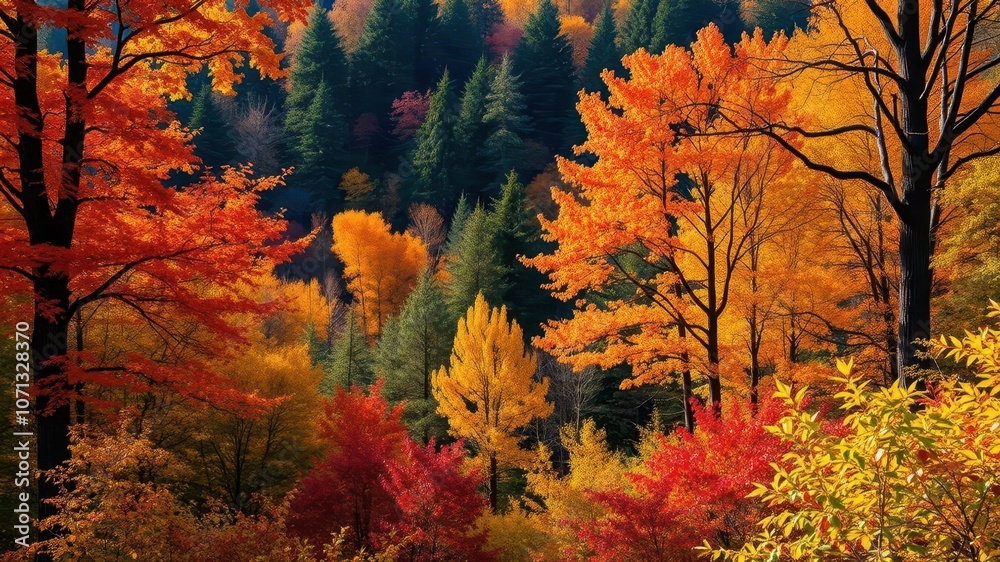 Vibrant golden leaves of various sizes and shapes covering the ground in a beautiful autumn forest setting, vibrant, natural beauty, forest Vibrant golden leaves of various sizes and shapes covering the ground in a beautiful autumn forest setting, vibrant, natural beauty, forest