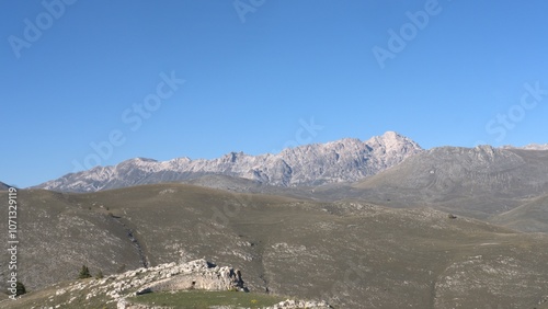 Mountain range with snow peaks 