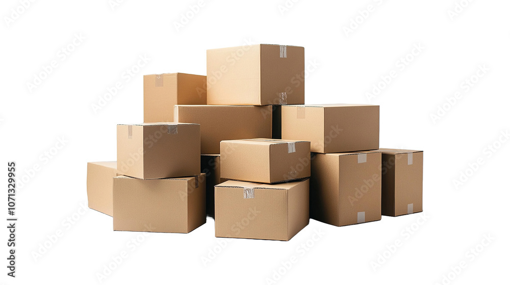Stack of Cardboard Boxes Isolated On Transparent Background Stack of Cardboard Boxes Isolated On Transparent Background