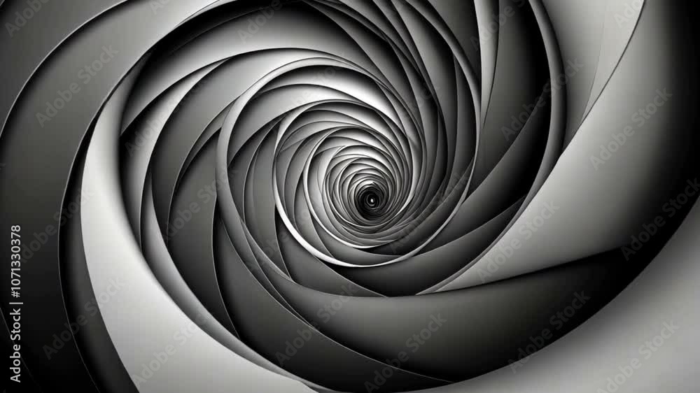 Abstract black and white spiral design, hypnotizing and mesmerizing.