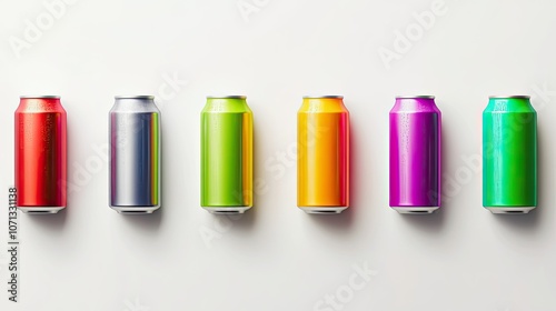 Colorful Soda Cans in a Row