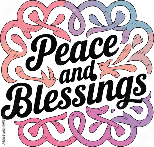 Peace and Blessings with Colorful Swirls