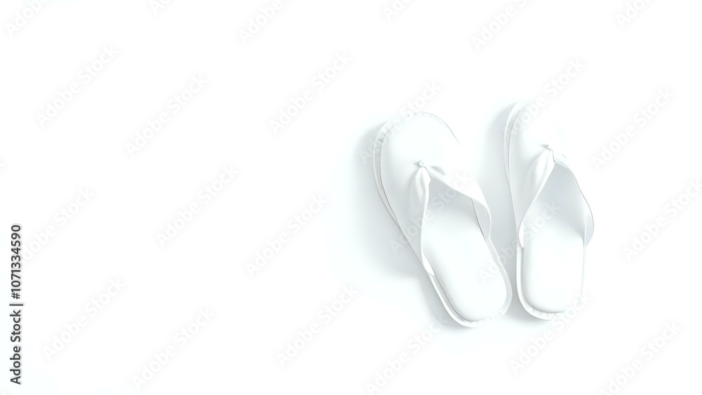 Fototapeta premium Minimalist White Slippers Representing Comfort and Wellness