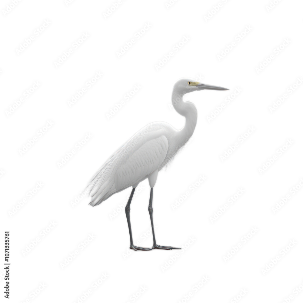 Elegant White Heron Standing Gracefully by Water Elegant White Heron Standing Gracefully by Water