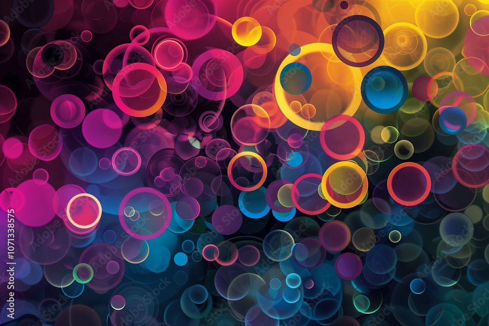 Vibrant abstract colorful background with twirling circles and shapes Vibrant abstract colorful background with twirling circles and shapes