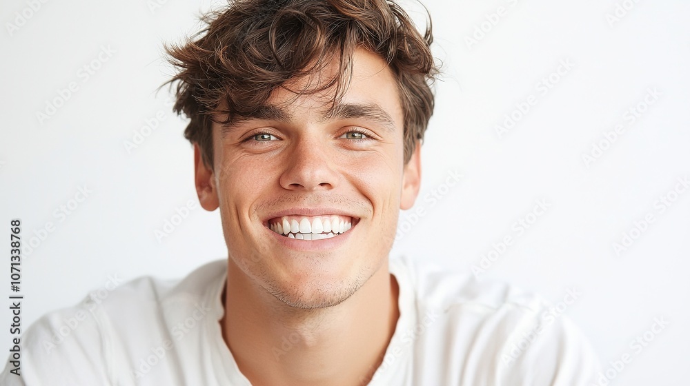 Young Man Smiling with Natural Light Background Young Man Smiling with Natural Light Background