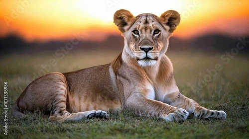 Wallpaper Mural Lion Resting on Savannah During Golden Hour Light Torontodigital.ca