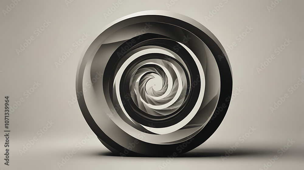 Minimalistic icon of a spiral shape representing creativity and flow on white background. Minimalistic icon of a spiral shape representing creativity and flow on white background.