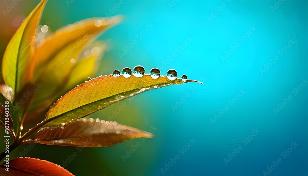 Fototapeta premium Dewdrops in nature, detailed macro with soft light, 3D illustration.