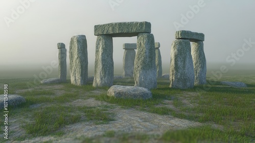 Mystical Ancient Stone Formation in Grassy Plain photo