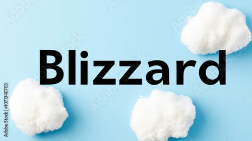 Blizzard clouds on blue background create wintery atmosphere photo