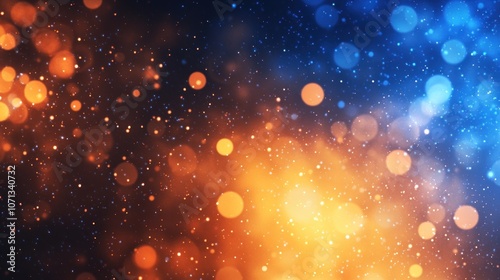 Abstract background with warm and cool bokeh lights, creating a dynamic and festive ambiance.