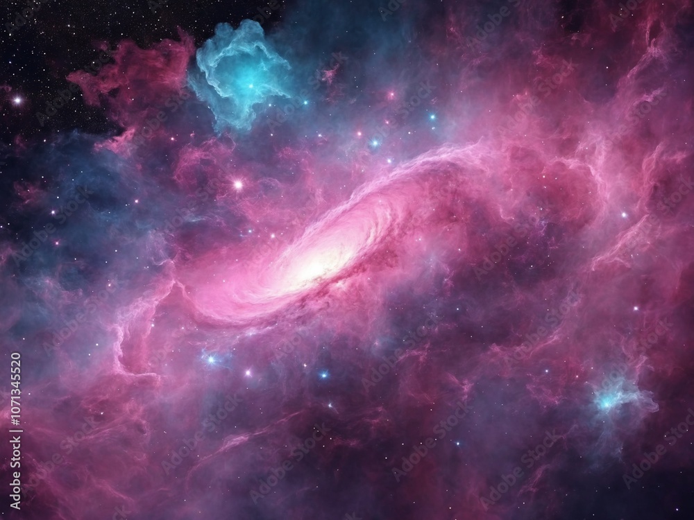 Bright Nebula Surrounded by Colorful Cosmic Clouds in Deep Space Bright Nebula Surrounded by Colorful Cosmic Clouds in Deep Space