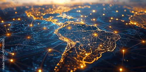 Digital Connectivity in the Americas: High-Resolution Abstract Network Map
