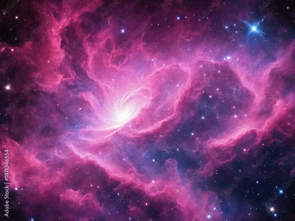 Fototapeta premium Bright Nebula Surrounded by Colorful Cosmic Clouds in Deep Space