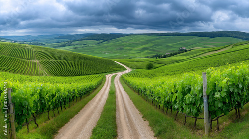 a green vineyard stretching into the distance