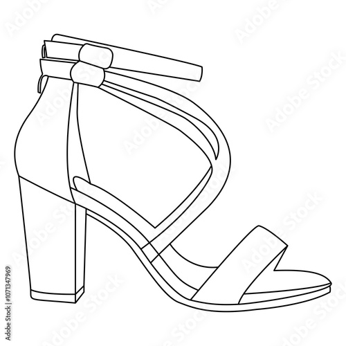 Women's High Heels For Party. Strappy Dress Sandals. Vector Illustration