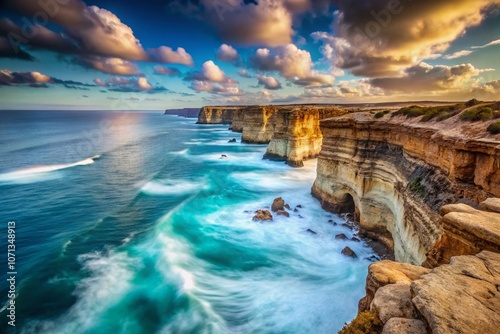 A mesmerizing long exposure transforms the Great Australian Bight's rugged cliffs into a breathtaking, time-warped panorama. photo