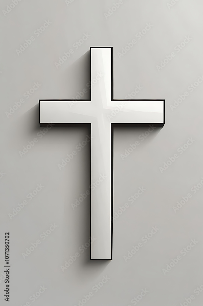 Minimalistic icon of a cross shape abstract design symbolizing intersection and connection on a white background. Minimalistic icon of a cross shape abstract design symbolizing intersection and connection on a white background.