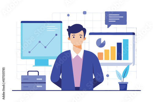 Marketing research and management concept. Businessman using laptops analyst working with data analysis business growth marketing and opportunity