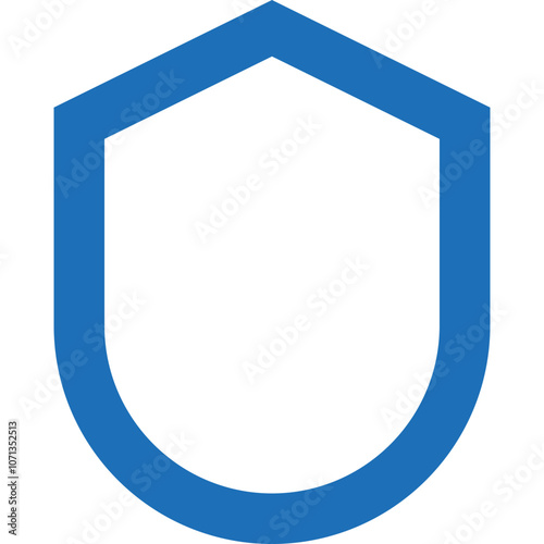 Simple Blue Shield Graphic Design Representing Protection and Security on a White Background photo